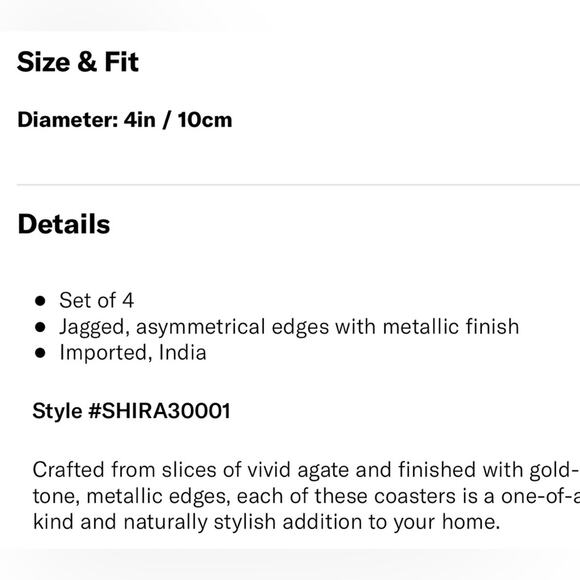 NWT Shiraleah Set of 4 Agate Coasters - Picture 7 of 7